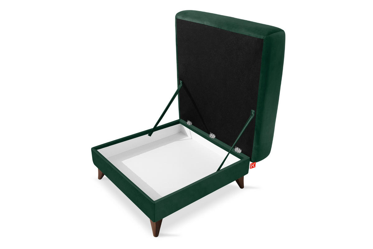 HOCKER GUSTAVO Velours, Dunkelgrün - Dunkelgrün, Holz/Holzwerkstoff (92/49/92cm) - KONSIMO®