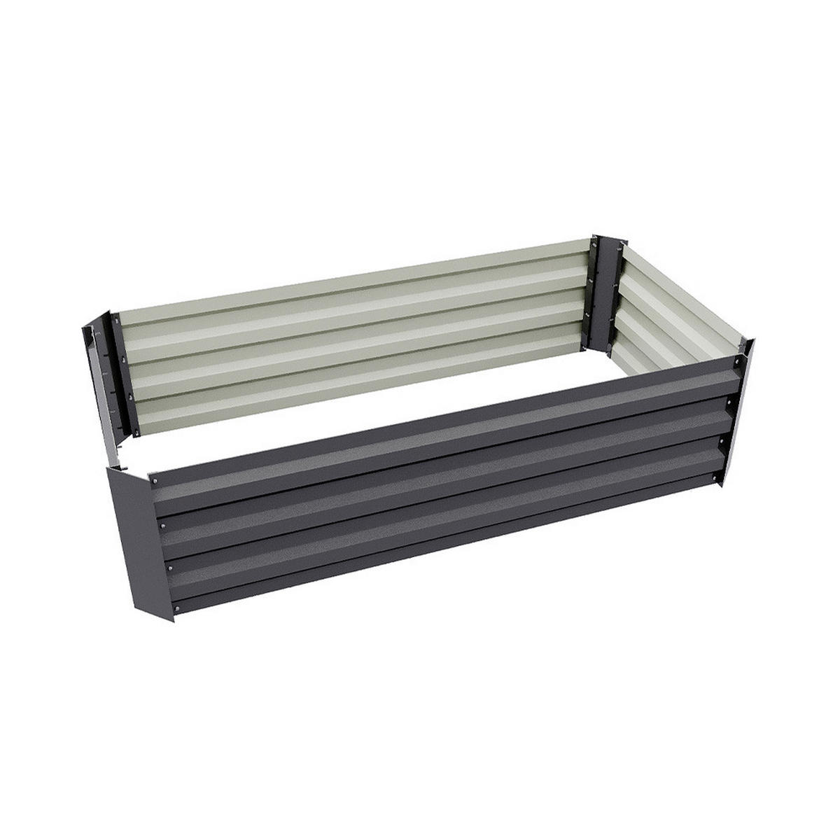 HOCHBEET-PFLANZKASTEN aus verzinktem Stahl in Grau Creme Rechteckig für Garten Balkon 100x60x30cm 4,2 kg - Grau, Metall (60/30/100cm) - Livingandhome