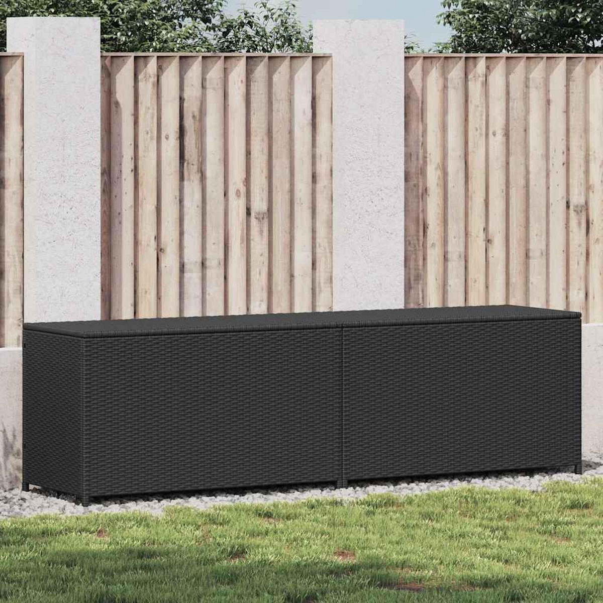 GARTENBOX Poly Rattan 200/50/60 Cm Schwarz - Schwarz, Kunststoff (200/60/50cm) - vidaXL