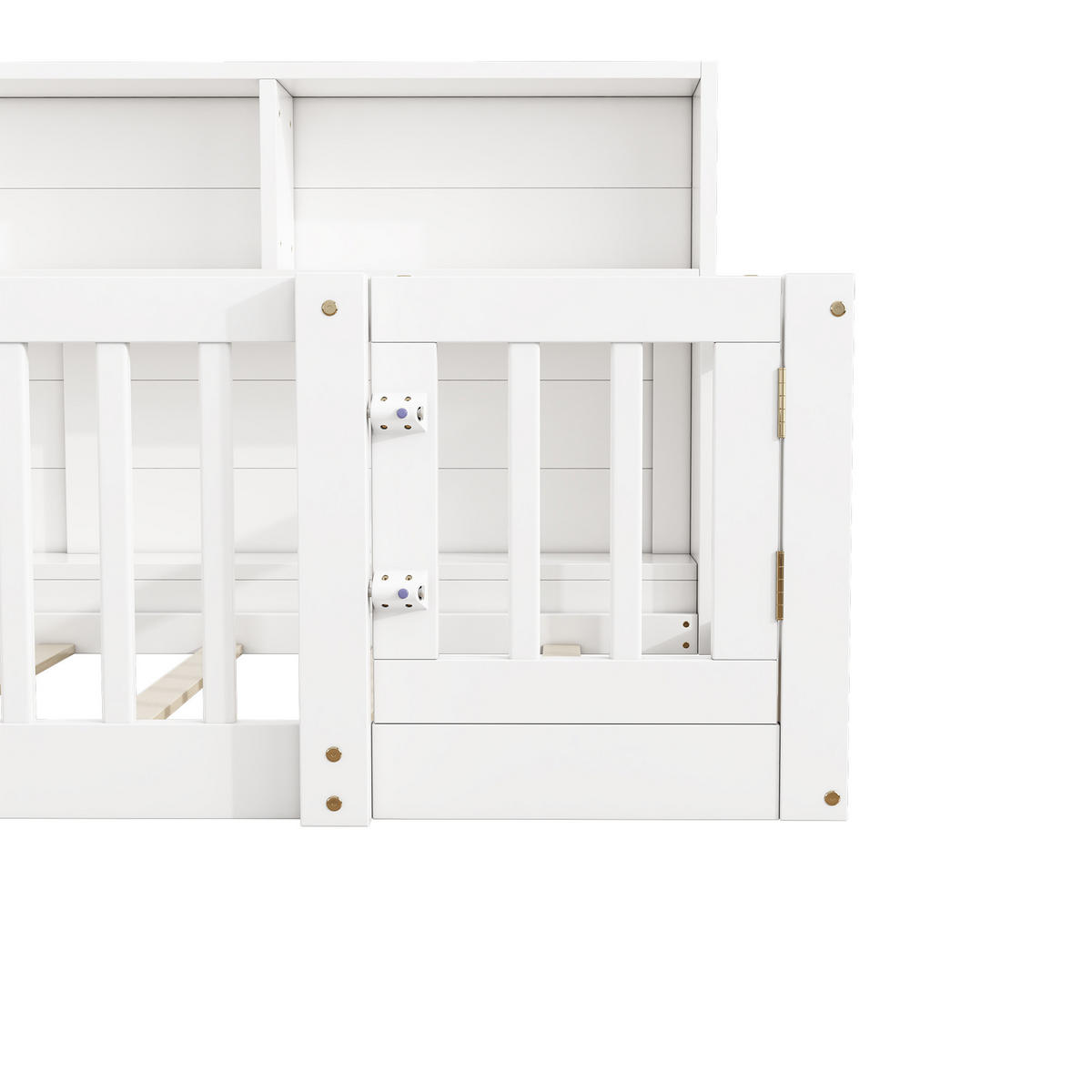 TAGEBETT 90x200cm Weiß Kiefer Bettseite Staufach Brüstung - Weiß, Holz (90/200cm) - FLIEKS