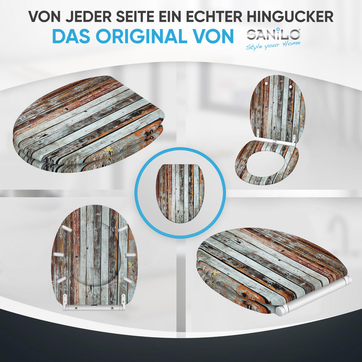 WC-SITZ mit Absenkautomatik & Top Fix Antik - Braun, Holzwerkstoff (37.7/5.5/48cm) - Sanilo