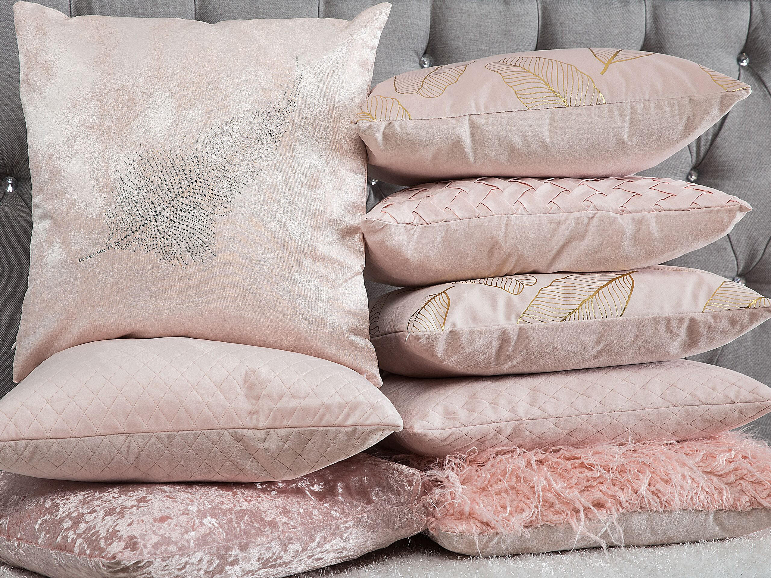 DEKOKISSEN 2er-Set Pastellrosa 45/45 cm Tithonia - Pink, Textil (45/45cm) - Beliani