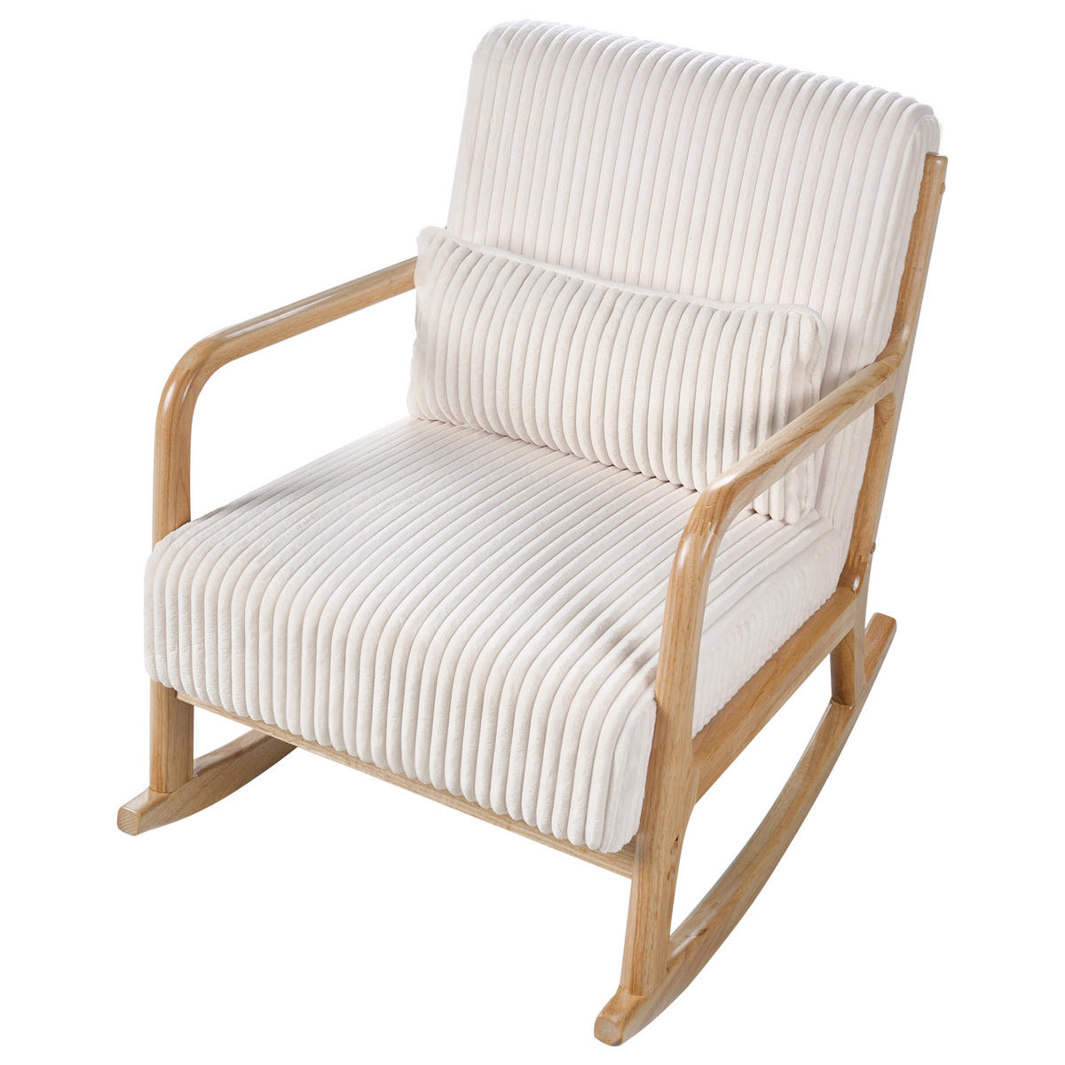 SCHAUKELSESSEL Hellbraun Sorsele - Hellbraun/Weiß, Textil (65/79/81cm) - Beliani