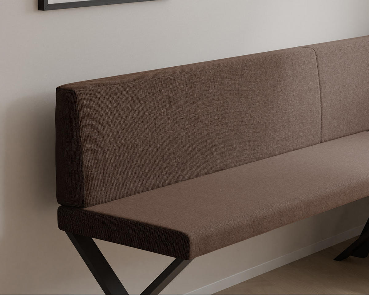 ECKBANK rechts VERO X Webstoff glatt, 196/142 cm Braun - Braun, Textil/Metall (142/196cm) - Idohome