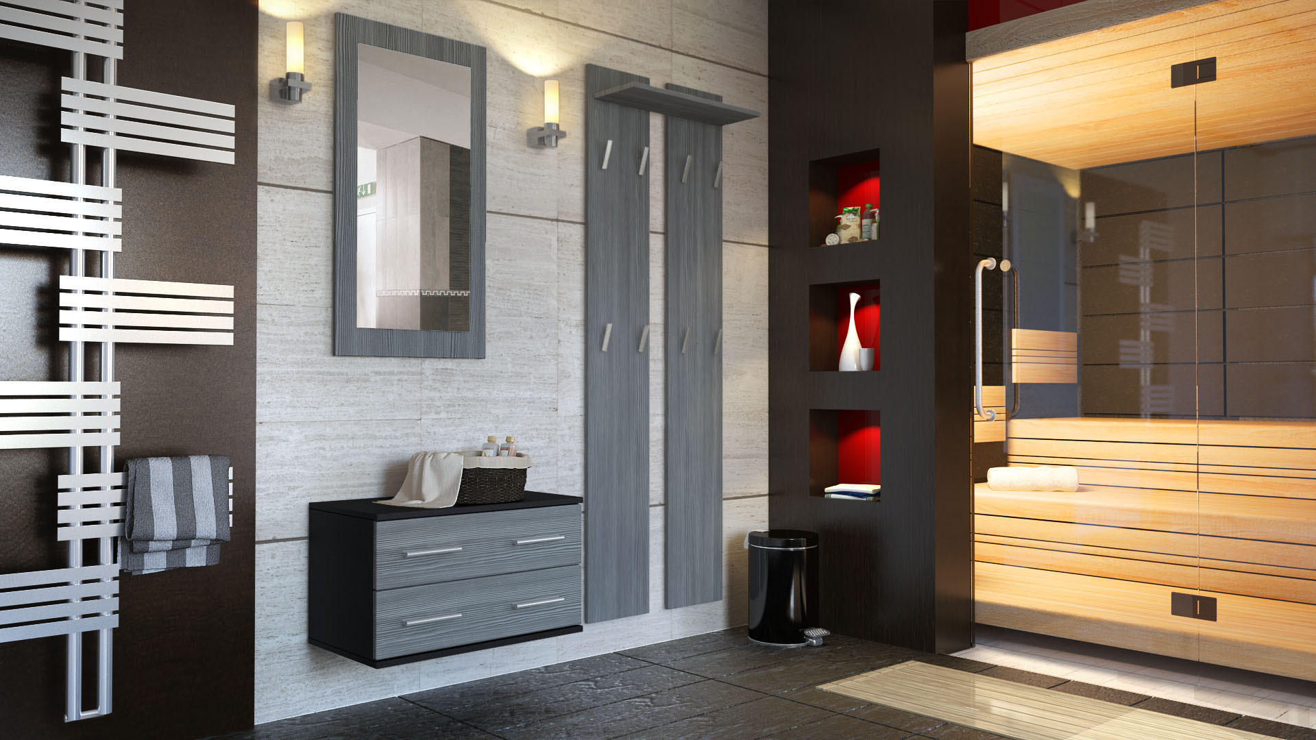 GARDEROBE Kioto Front in Avola-Anthrazit - Anthrazit, Holzwerkstoff (170/200/35cm) - Vladon