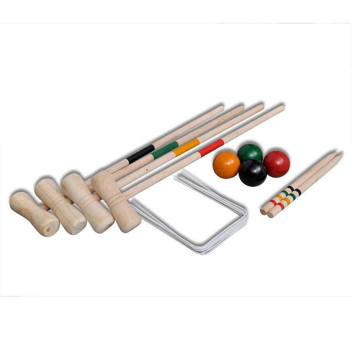 KROCKET-SET Holz 4 Spieler - Multicolor, Holz (5/5cm) - vidaXL