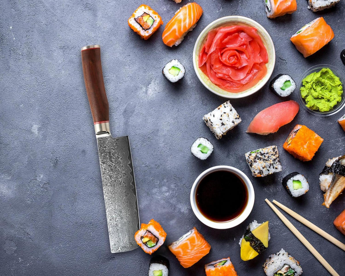 NAKIRIMESSER 18 cm - Nussbaumfarben, Holz/Metall (31cm) - Zayiko