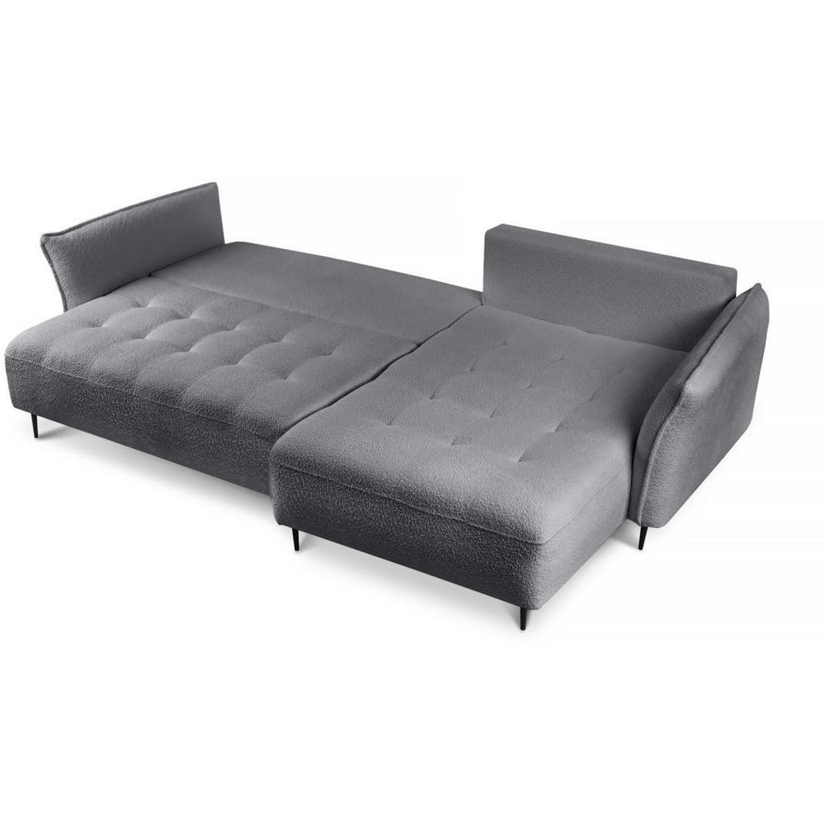 ECKSCHLAFSOFA Bari rechts dunkelgrau - Dunkelgrau/Schwarz, Textil (276/158cm) - Beautysofa