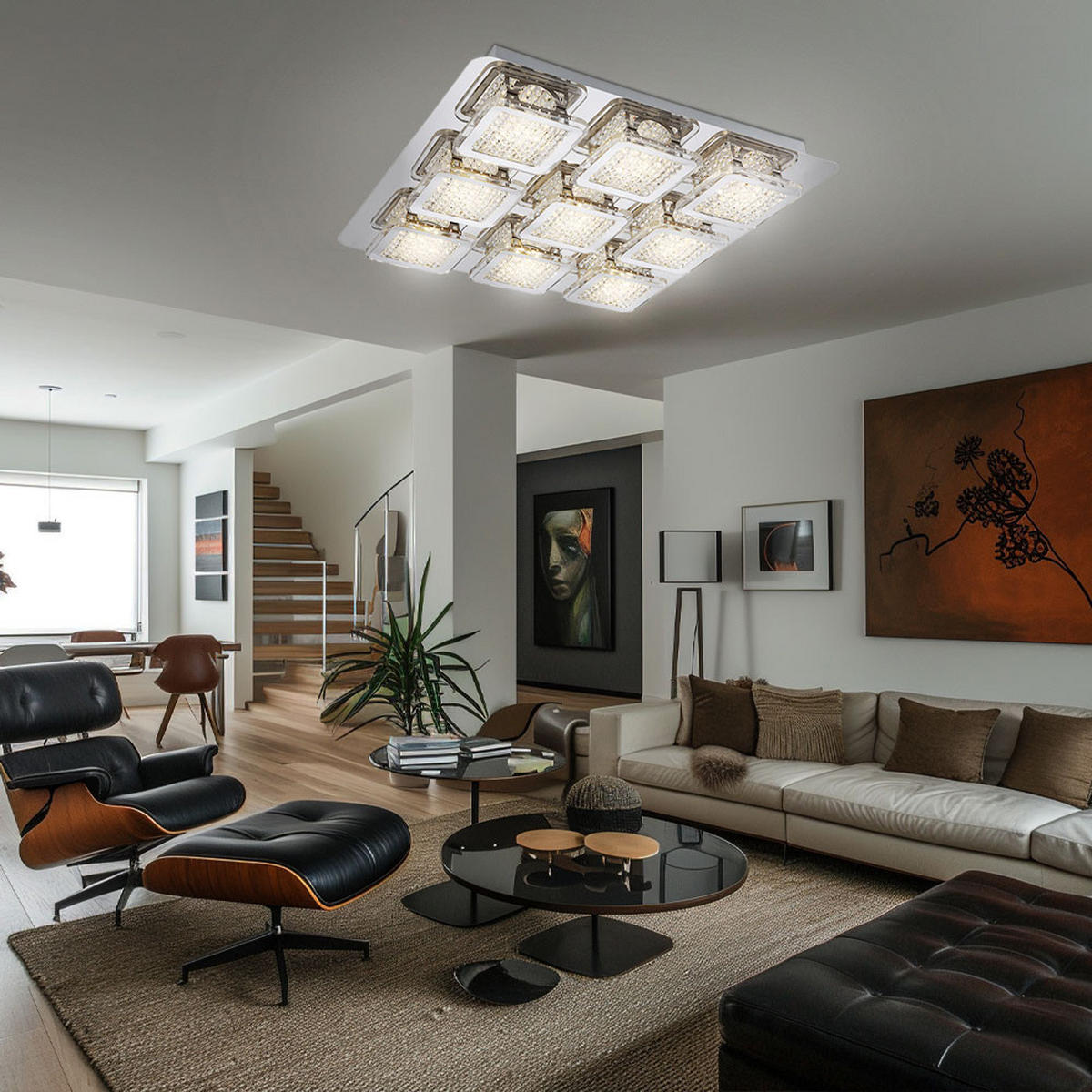 LED DECKENLEUCHTE Schelli Silber Kristalloptik - Silberfarben, Metall (40/40/6.5cm) - Globo Lighting