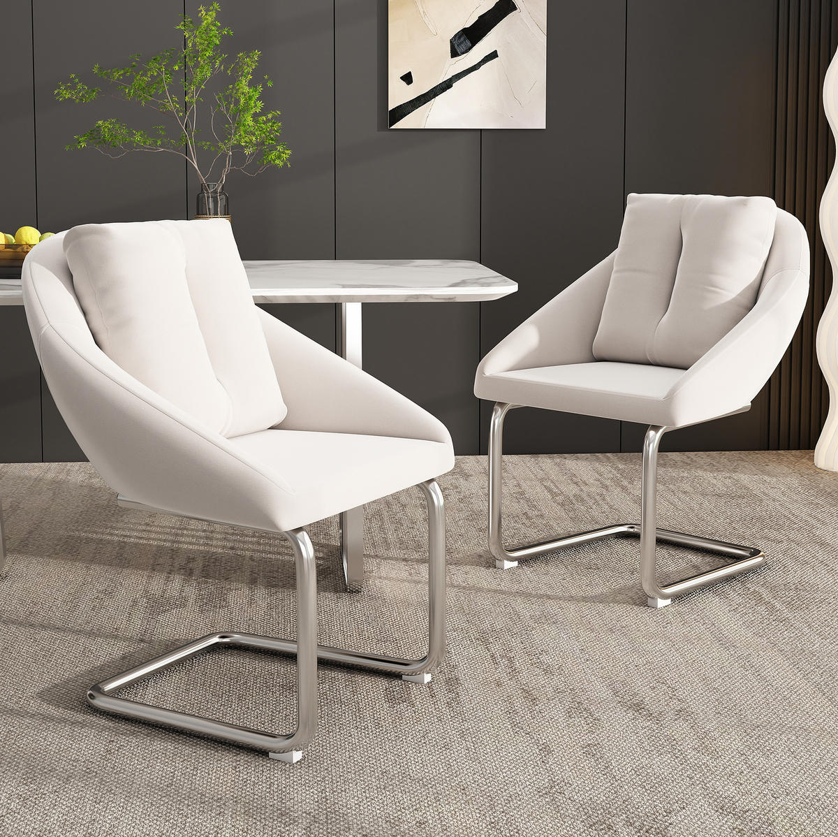 ESSZIMMERSTUHL 4er-Set ergonomisch Samt Beige - Beige, Metall (54/82/65.2cm) - Meubliv