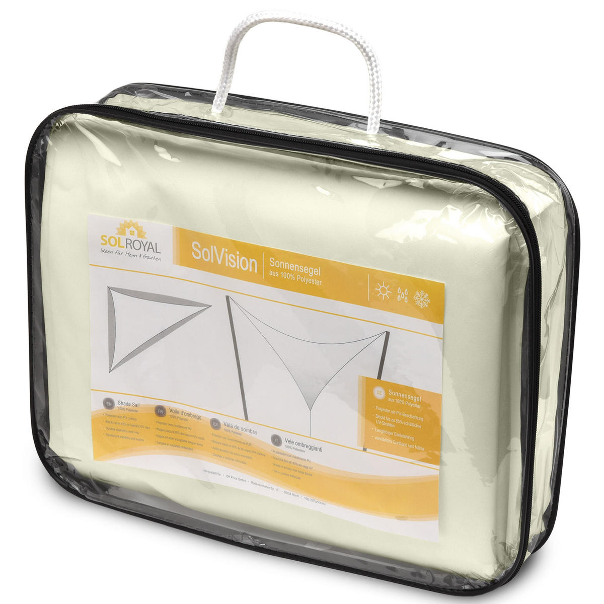 SONNENSEGEL SolVision PS9 360/360/360 cm dreieckig Creme PE - Creme, Kunststoff (360/360cm) - Sol Royal