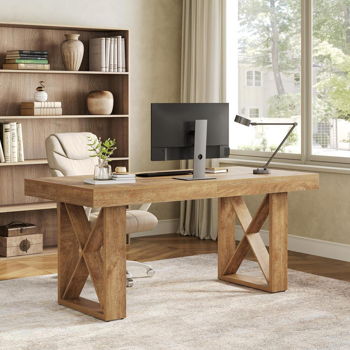 SCHREIBTISCH 160 x 80 x 75 cm Gelbbraun - Braun, Holzwerkstoff (80/160/75cm)
