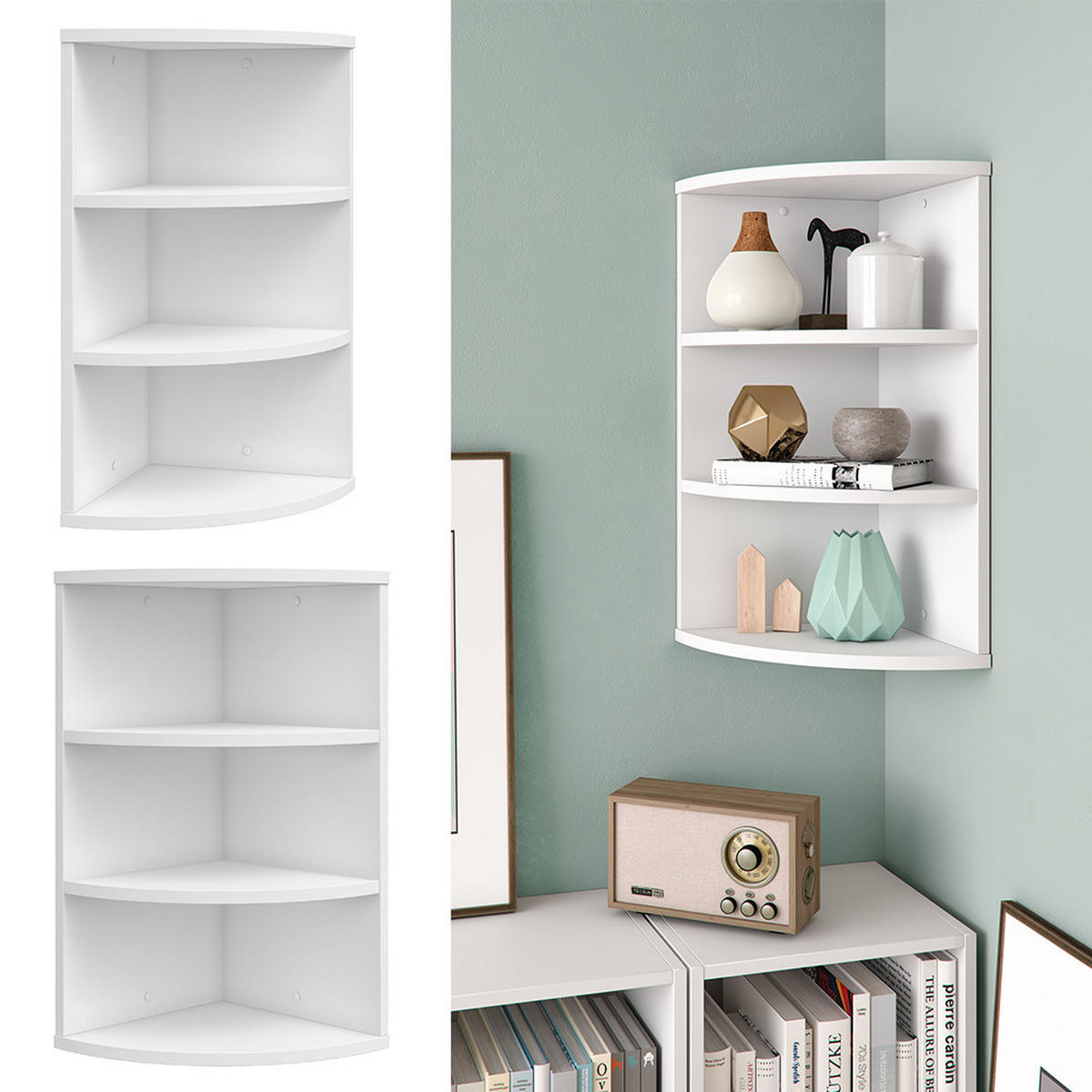 ECKREGAL Ecki Weiß 30 x 60 cm - Weiß, Holzwerkstoff (30/60/30cm) - Vicco