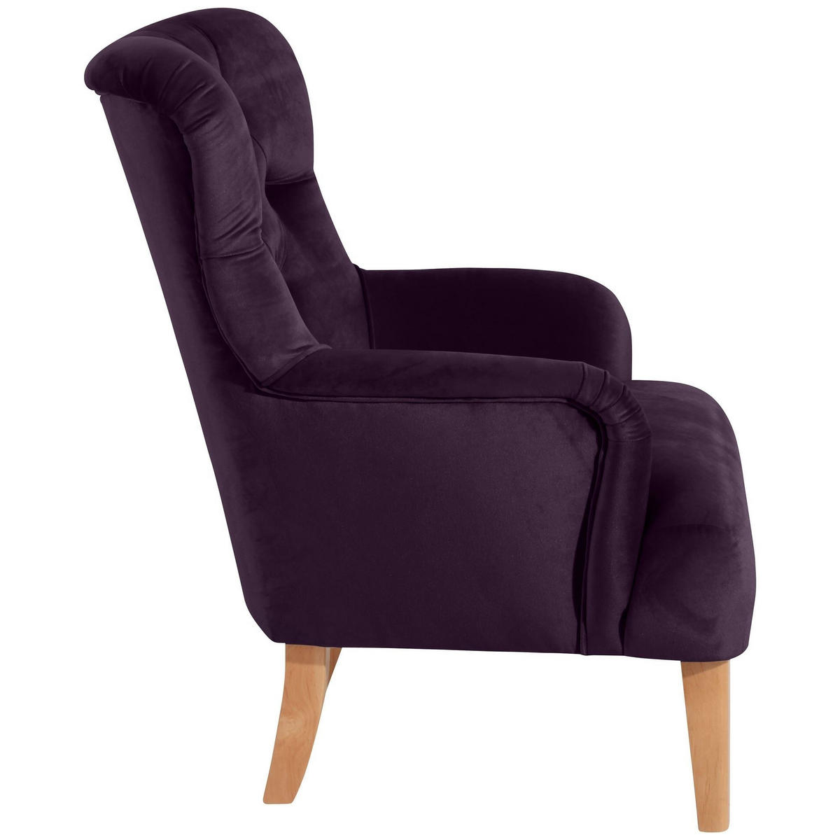 SESSEL Kaiya Bezug Samtvelours Buche natur / purple - Lila, Kunststoff (71/97/82cm) - 58aufmkessel