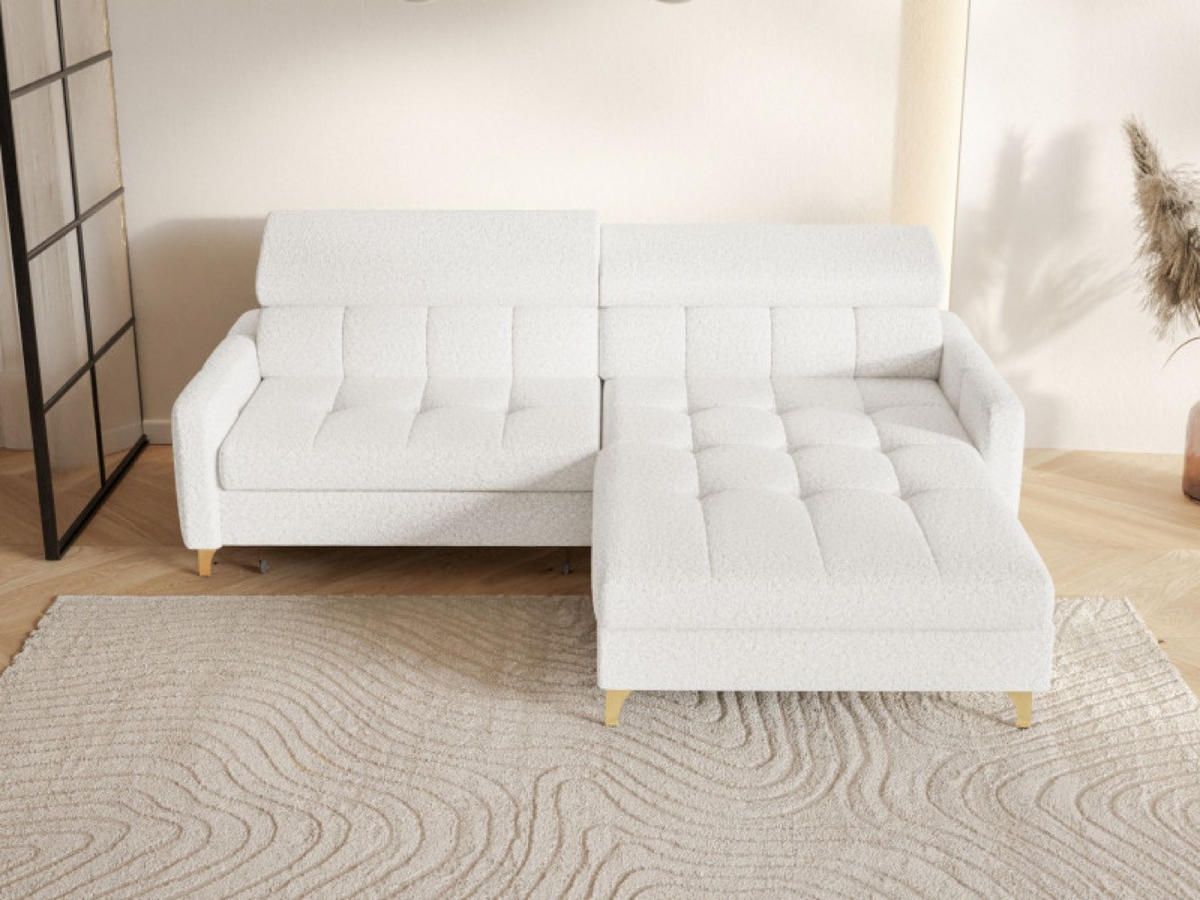 ECKSOFA Milch BAMBINO Mit Verstellbaren Kopfstützen Rechts - Weiß, Textil (174/223cm) - Sepro Meble