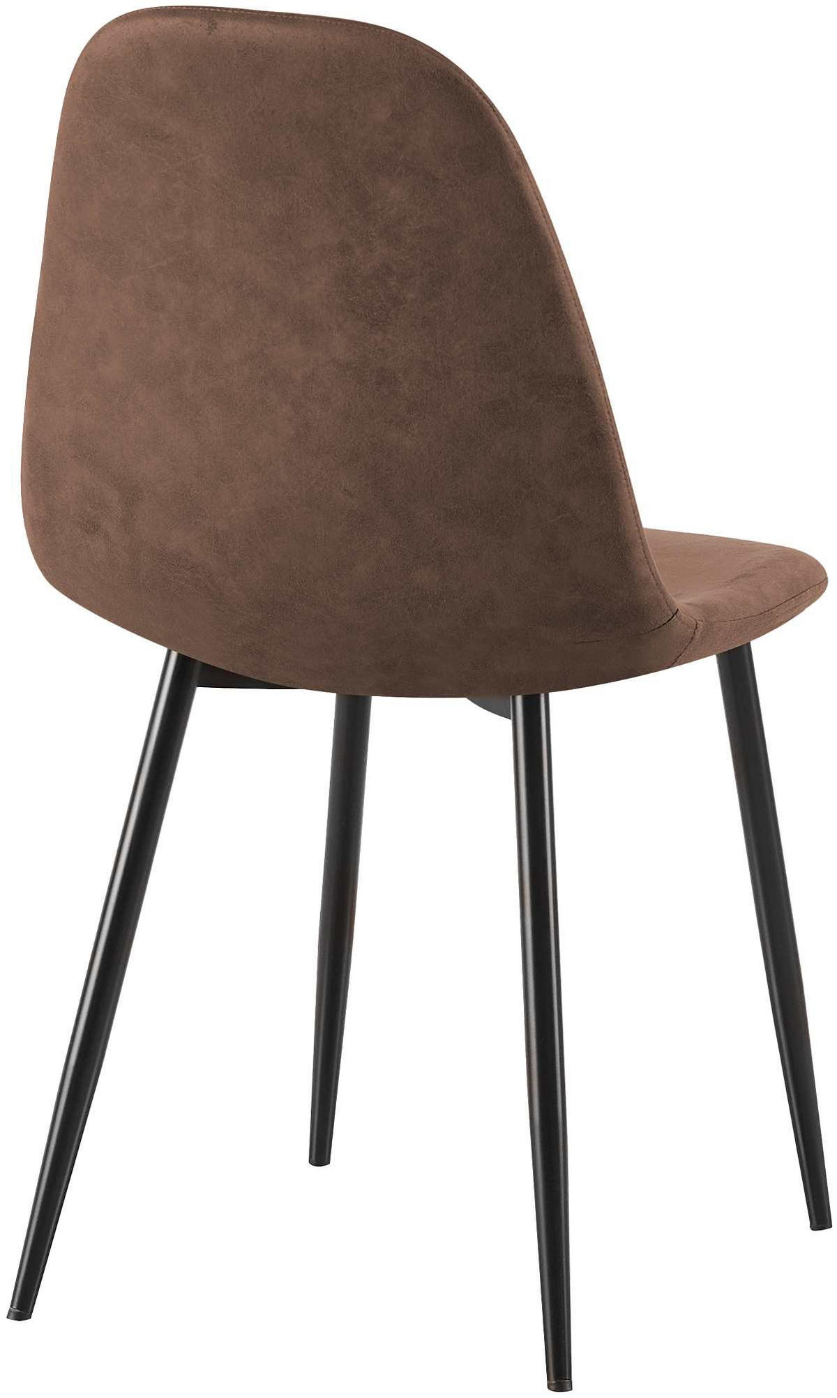 STUHL 4er Set Lederlook Braun - Schwarz/Braun, Textil/Metall (44/88/51cm) - CLP