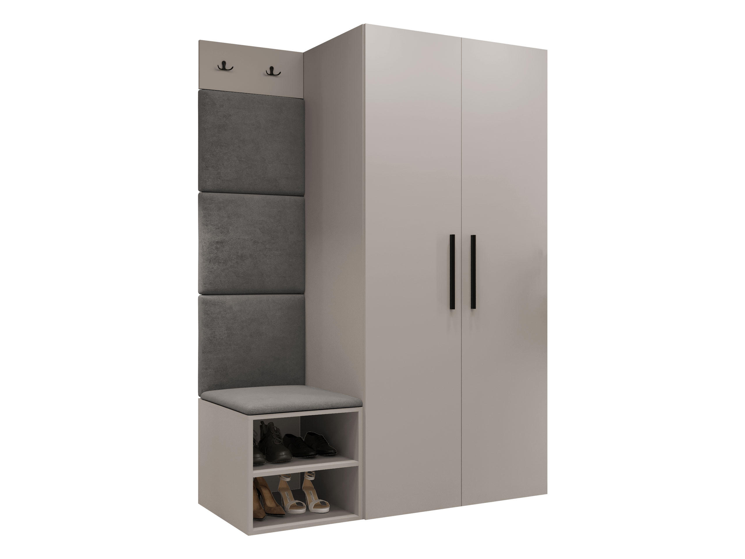 GARDEROBEN-SET Medi IV - Kaschmir/Schwarz, Holzwerkstoff/Kunststoff (80/191/50cm) - MIRJAN24