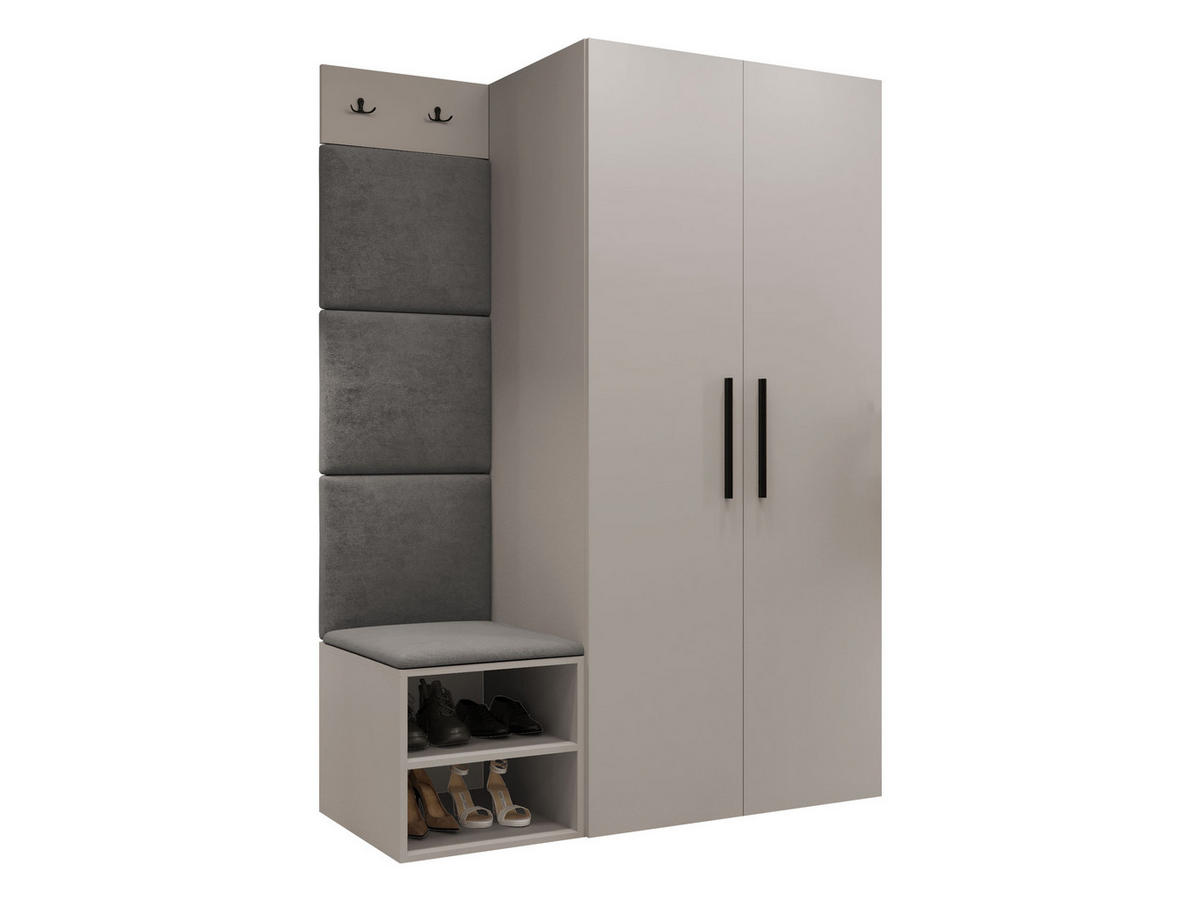 GARDEROBEN-SET Medi IV - Kaschmir/Schwarz, Holzwerkstoff/Kunststoff (80/191/50cm) - MIRJAN24