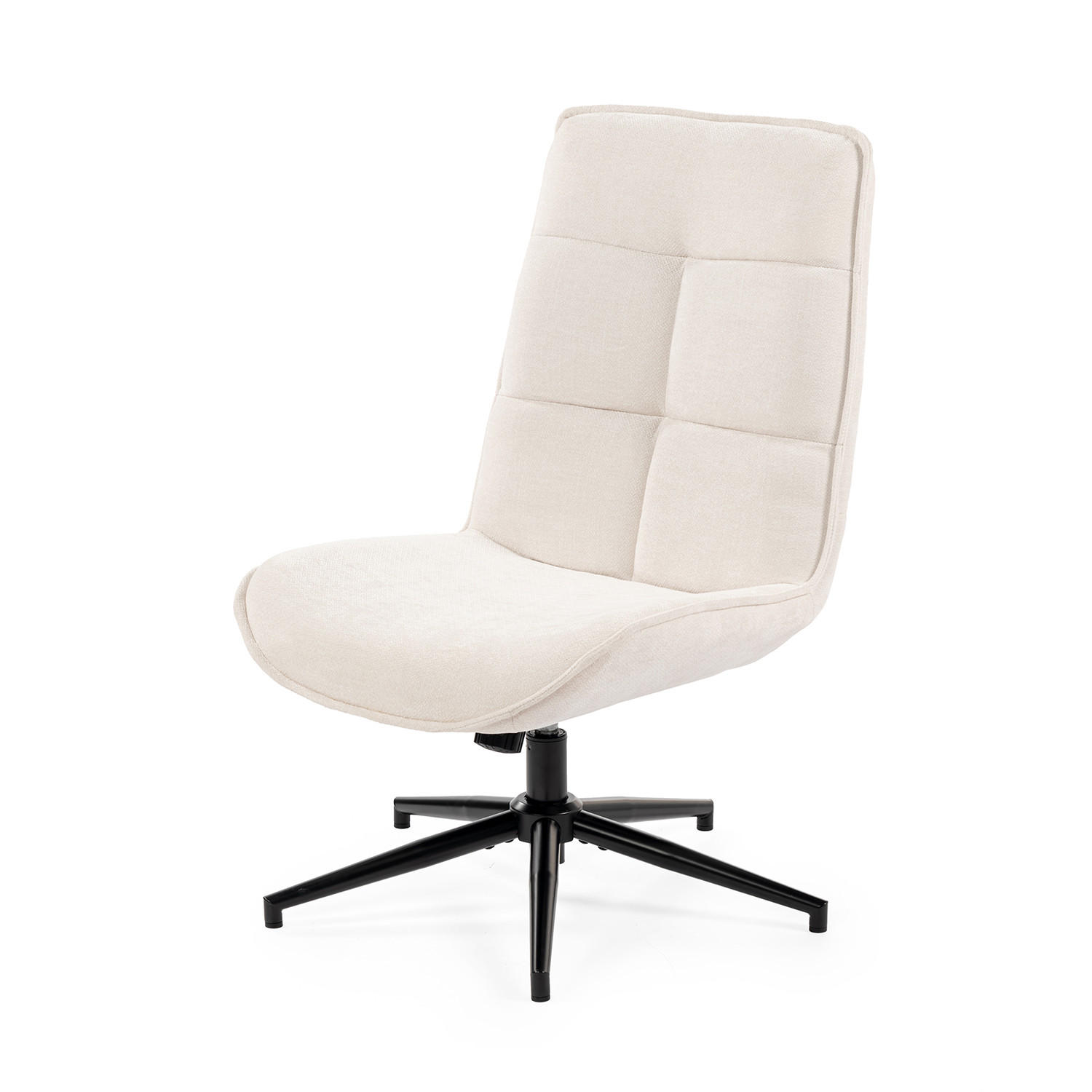SESSEL, 360° drehbar, mit Neigefunktion und Rückenlehne aus Chenille, Beige - Weiß, Textil/Metall (59/93/77cm) - Meubles Cosy