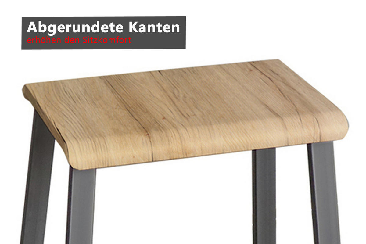BARHOCKER Industrial-Look (2er-Set) 26/35/77 cm in Weiß/Rohstahl - Weiß, Holzwerkstoff (35/77/26cm) - bümö