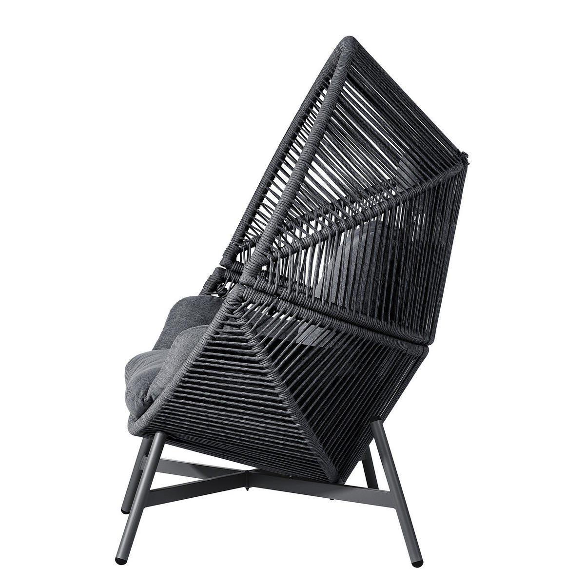 GARTENSESSEL - Eisen / Polyester - Schwarz, Textil/Metall (100/140/100cm) - home24