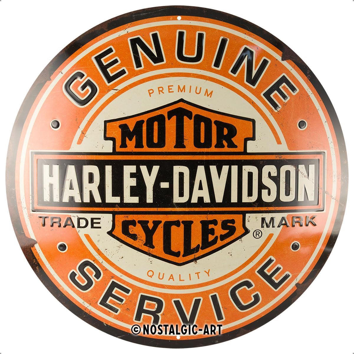 BLECHSCHILD 35 cm Rund Harley Davidson Genuine Service - Multicolor, Metall (35/35/0.2cm) - Nostalgic-Art