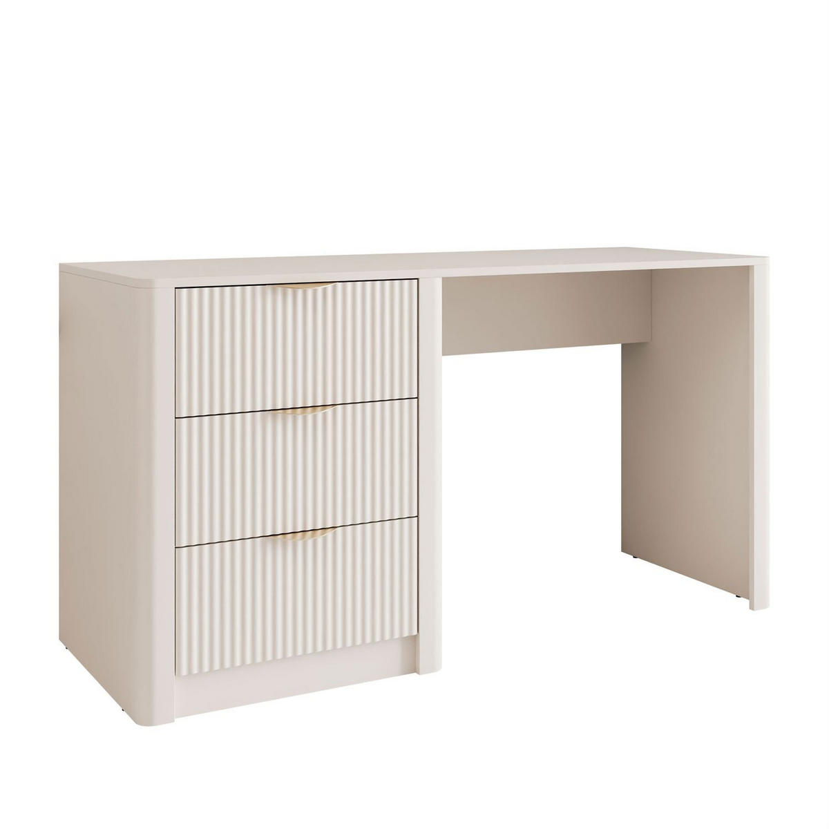 SCHREIBTISCH SCARLETT mit geriffelten Schubladen - Beige, Holzwerkstoff (55/140/76cm) - Lookway