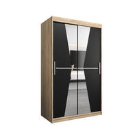 SCHWEBETÜRENSCHRANK 200/120/62 2-türig - Silberfarben/Schwarz, Holz/Kunststoff (120/200/62cm) - Abiks Möbel