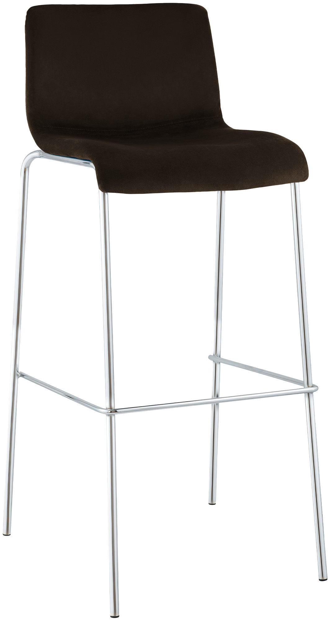 BARHOCKER Samt Braun - Chromfarben/Braun, Textil/Metall (43/100/48cm) - CLP