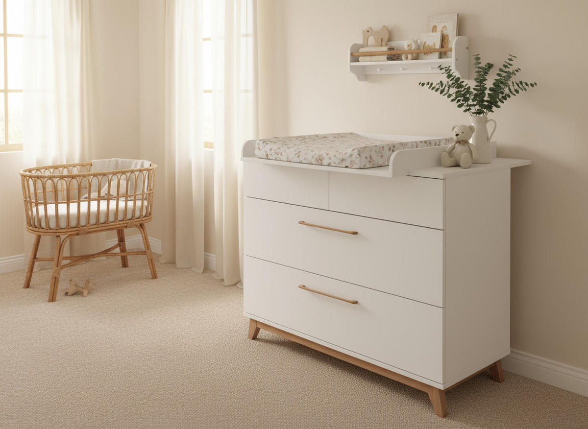 WICKELKOMMODE LINA Soft-Close / Push-to-open - Walnussfarben/Weiß, Holz/Holzwerkstoff (115/96/77cm) - arthur berndt