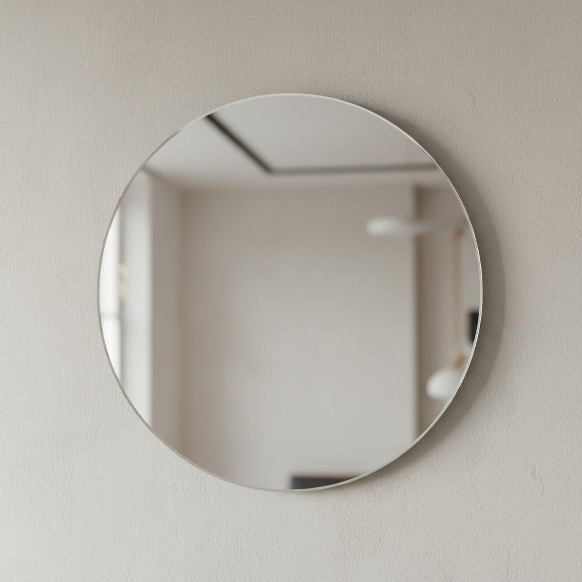 WANDSPIEGEL Rund (Ø 60 cm) in Graphitfarben – Modern & Rahmenlos - Grau, Glas (60/60/2cm) - KADIMA DESIGN