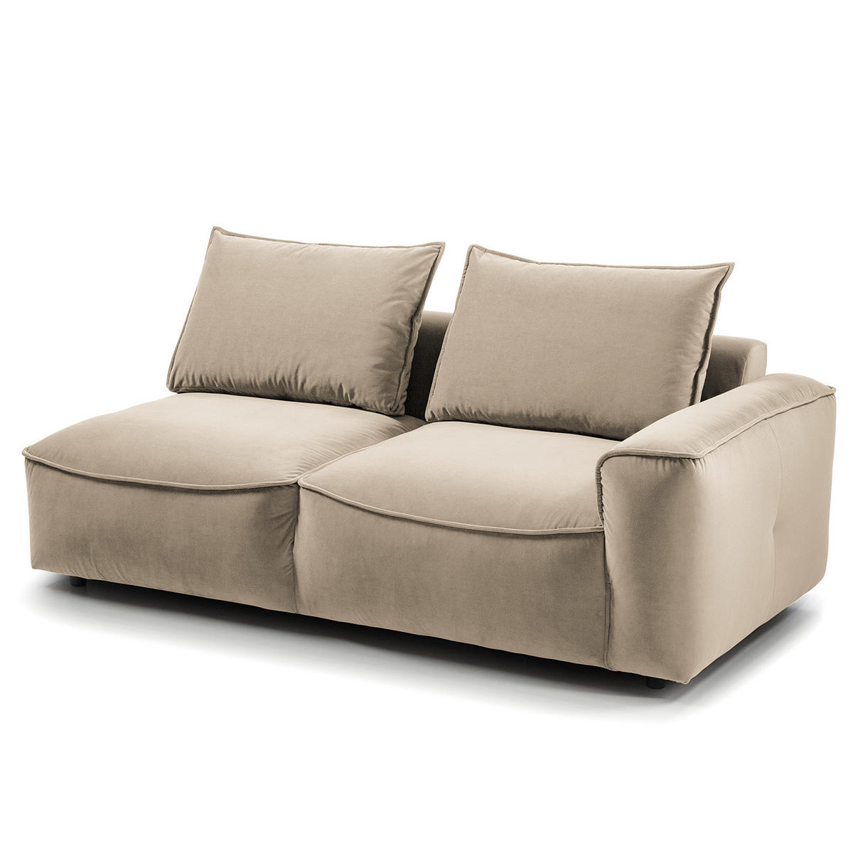 2,5-SITZER SOFA - modular - Beige/Schwarz, Holz/Kunststoff (189/80/99cm) - home24