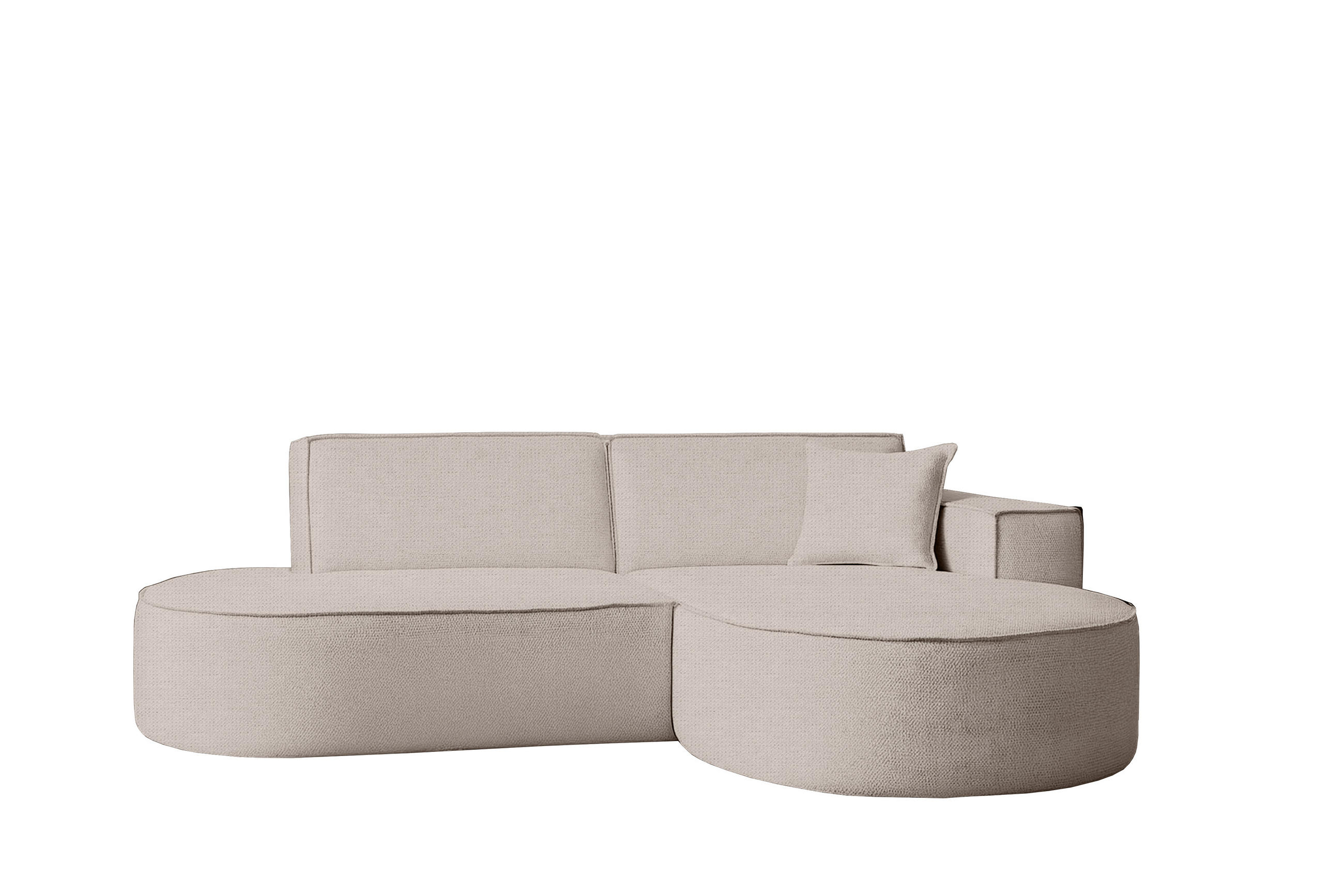 ECKSOFA Modena Studio Stoff Artico, Nata Rechts - Beige, Holz/Textil (236/165cm) - Kaiser Möbel