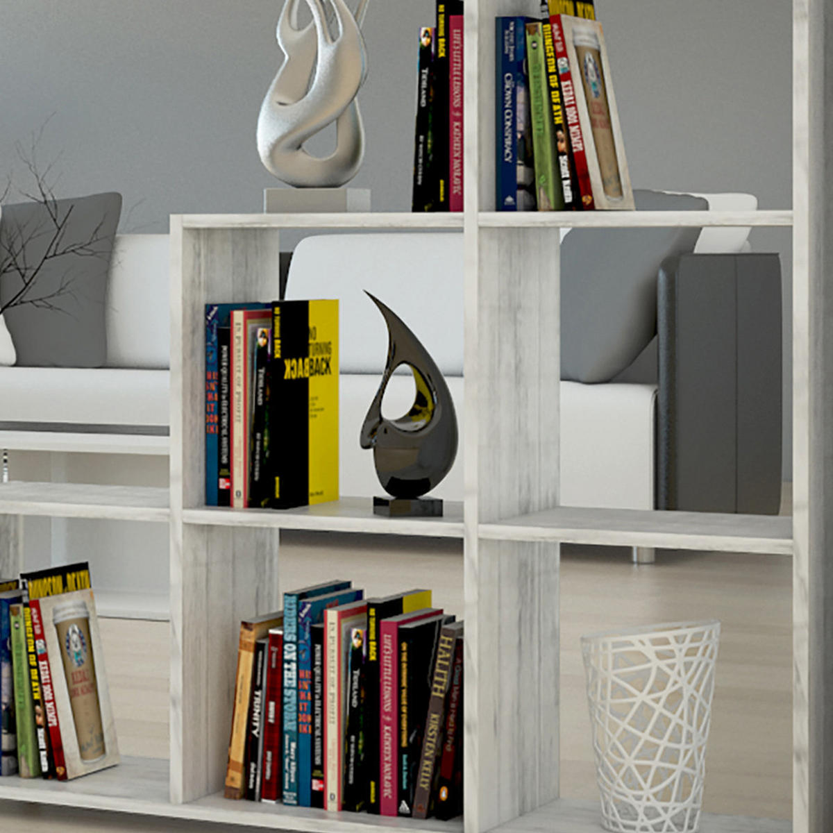 TREPPENREGAL Beton 105 x 107.5 cm - Schieferfarben, Holzwerkstoff (105/107.5/29cm) - Vicco