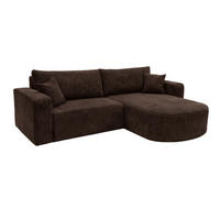 ECKSOFA Mit Schlaffunktion, Cordstoff Poso, Braun, Rechts, ROUND ONE - Braun, Holz (244/175cm) - Kaiser Möbel