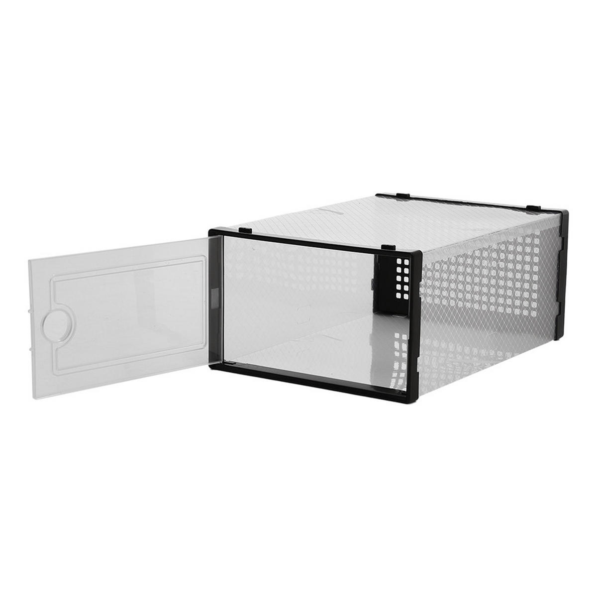 SCHUHBOXEN 12er-set 33x23x14cm aus Kunststoff in Schwarz - Einfacher doppelrahmen klappbarer mehrschichtiger Aufbewahrungsständer - Schwarz, Kunststoff (23/14/23cm) - Livingandhome