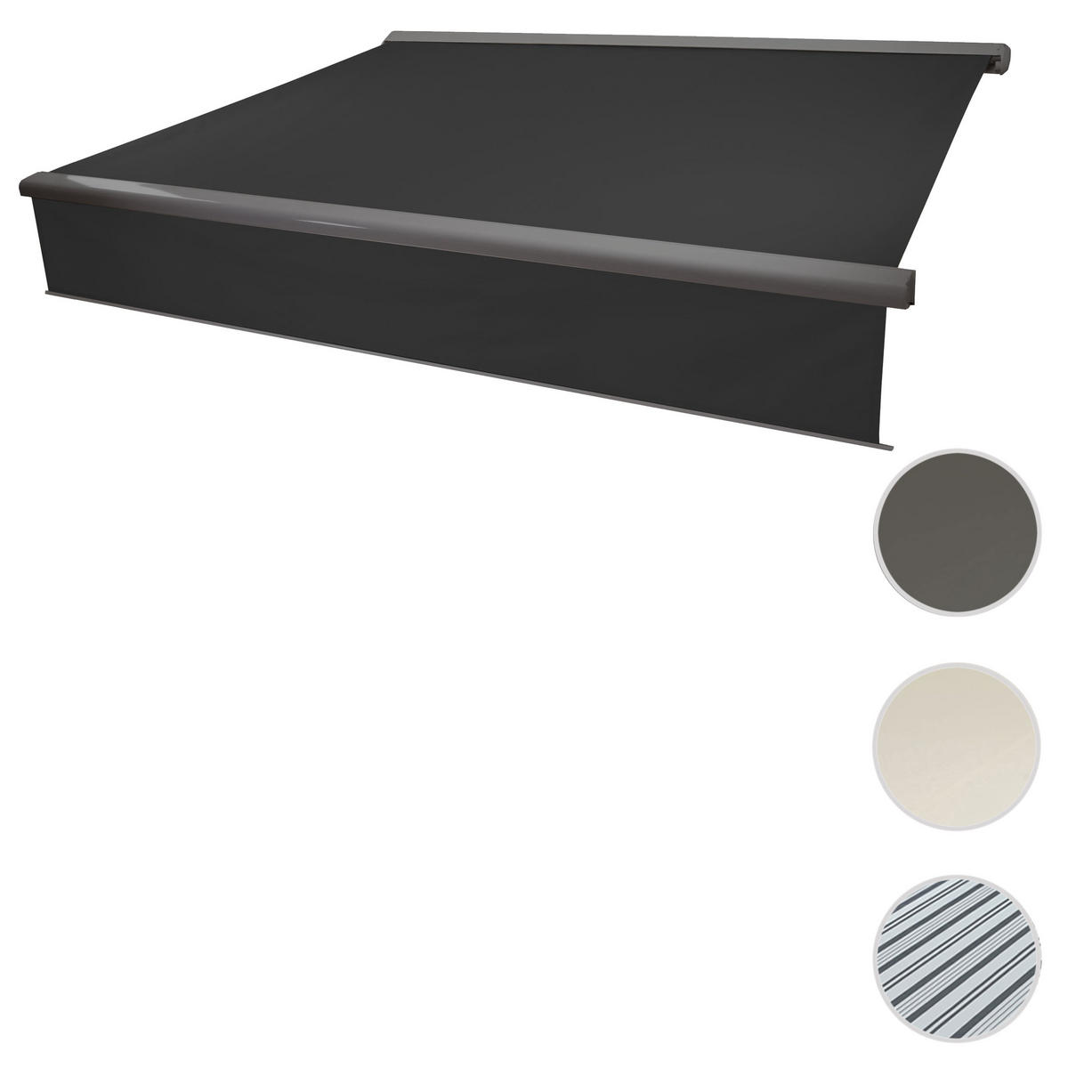 KASSETTEN-MARKISE VOLANT AUSFAHRBAR Anthrazit, Grau - Anthrazit/Grau, Textil (400/15/300cm) - MCW