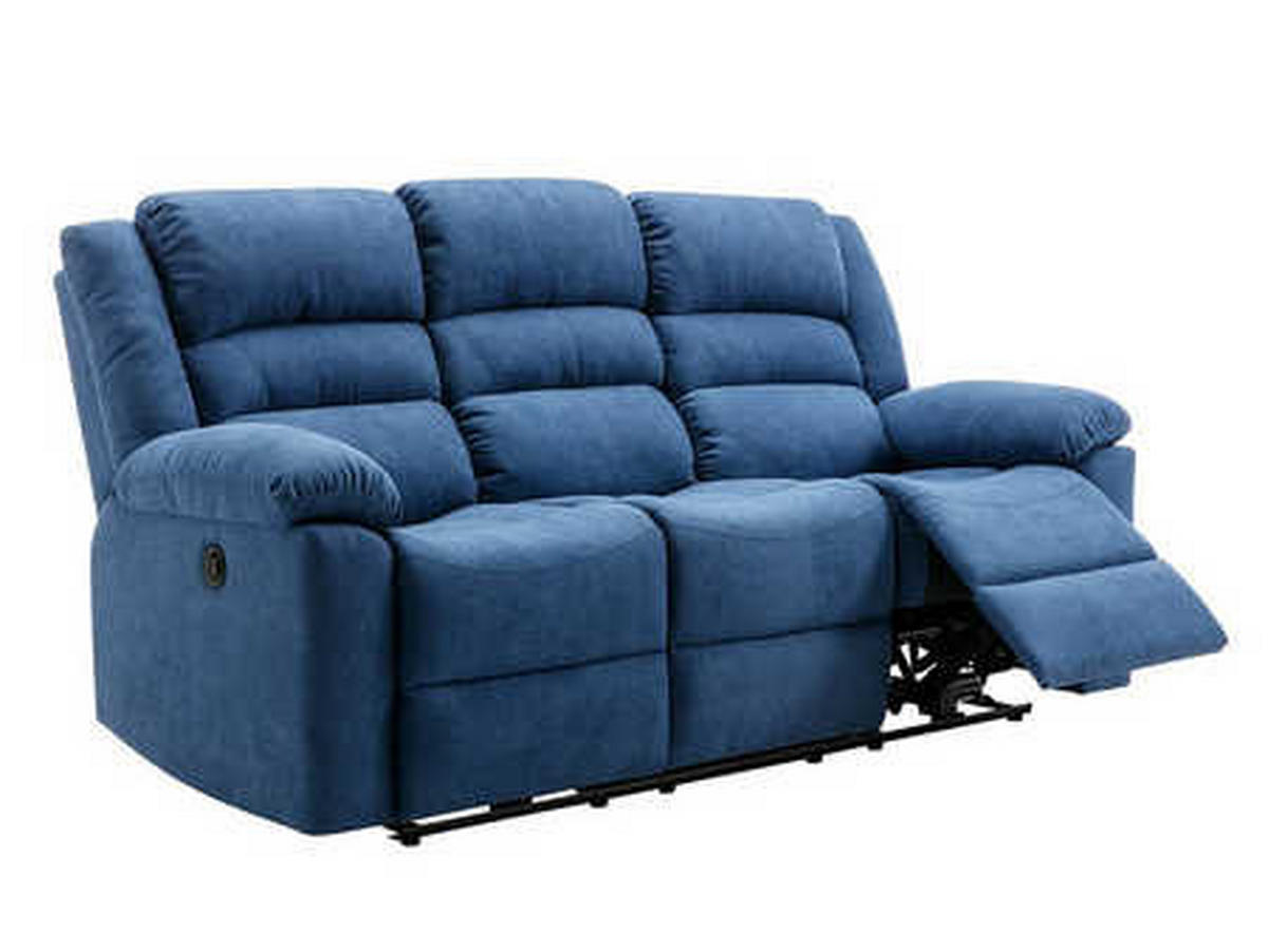 COUCHGARNITUR mit Sessel - 4 Personen - stoff - blau Burolo - Blau, Textil (92/103/95cm) - Vente-Unique