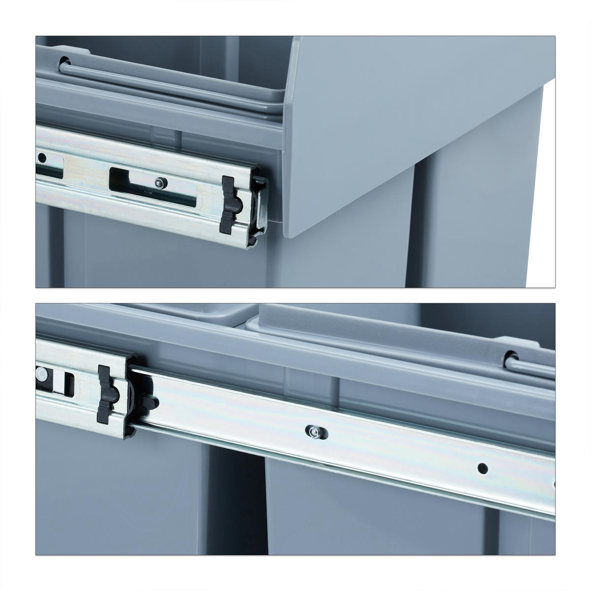 EINBAUMÜLLEIMER - Grau, Kunststoff/Metall (34.3/35.1/48cm) - Relaxdays