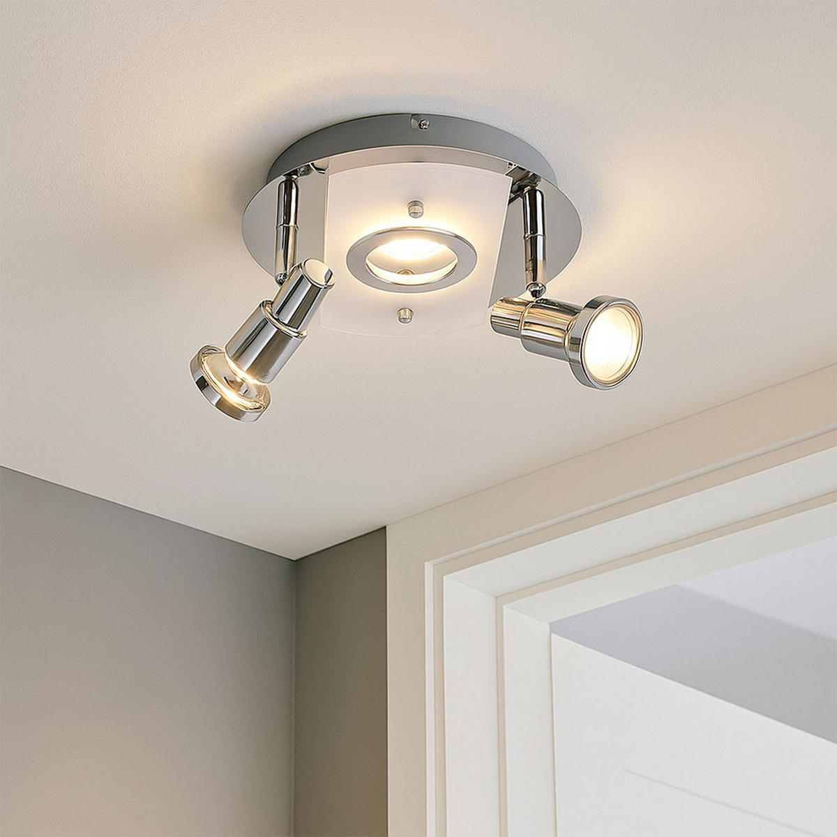 LED DECKENLEUCHTE Splash Chrom Silber - Silberfarben, Metall (20/20/11.5cm) - Briloner