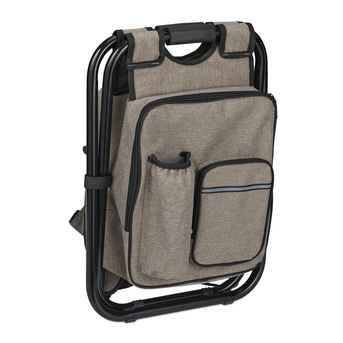 CAMPINGHOCKER - Beige, Textil/Metall (35/42/29cm) - Relaxdays