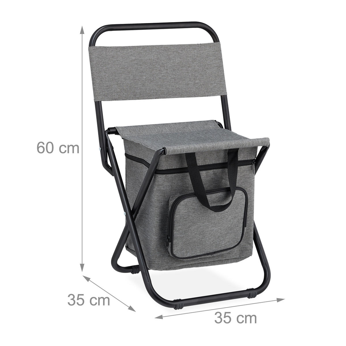 CAMPINGHOCKER - Grau, Textil/Metall (35/60/35cm) - Relaxdays