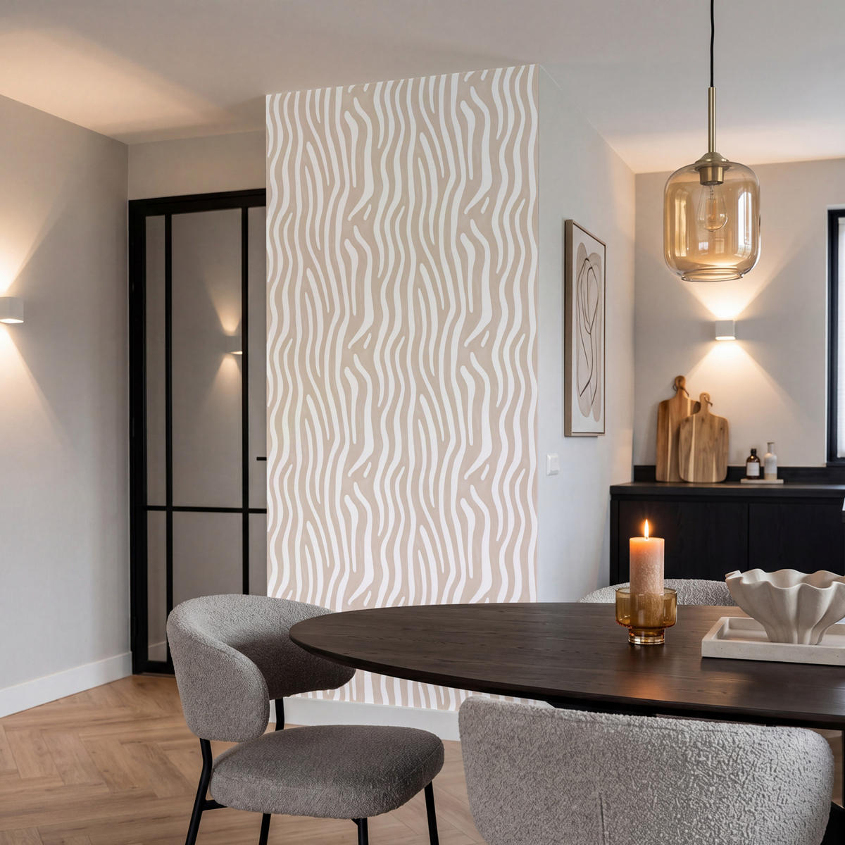 TAPETE - Abstrakt - Zebra - Beige - 100x200 cm - Beige, Papier (100/200cm) - OnlyWow