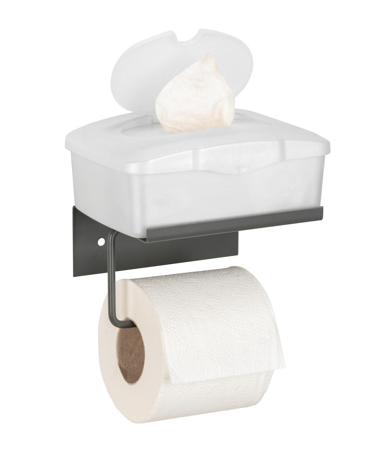 TOILETTENPAPIERHALTER Metall mit Ablage Desulo - Anthrazit, Metall (12/6.2/14cm)