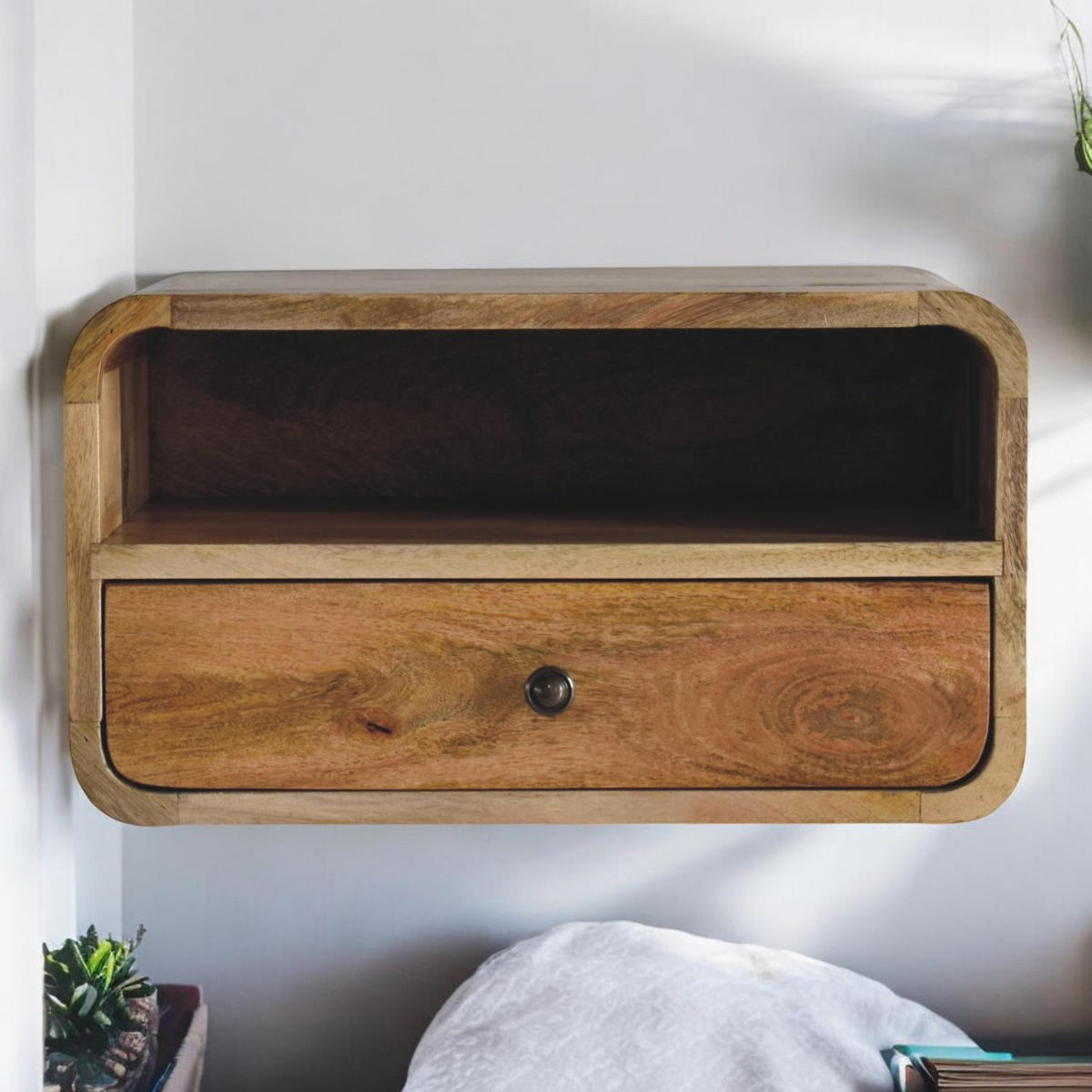 NACHTTISCH Levitate - Beige/Messingfarben, Holz/Metall (45/25/32cm) - Artisan Furniture