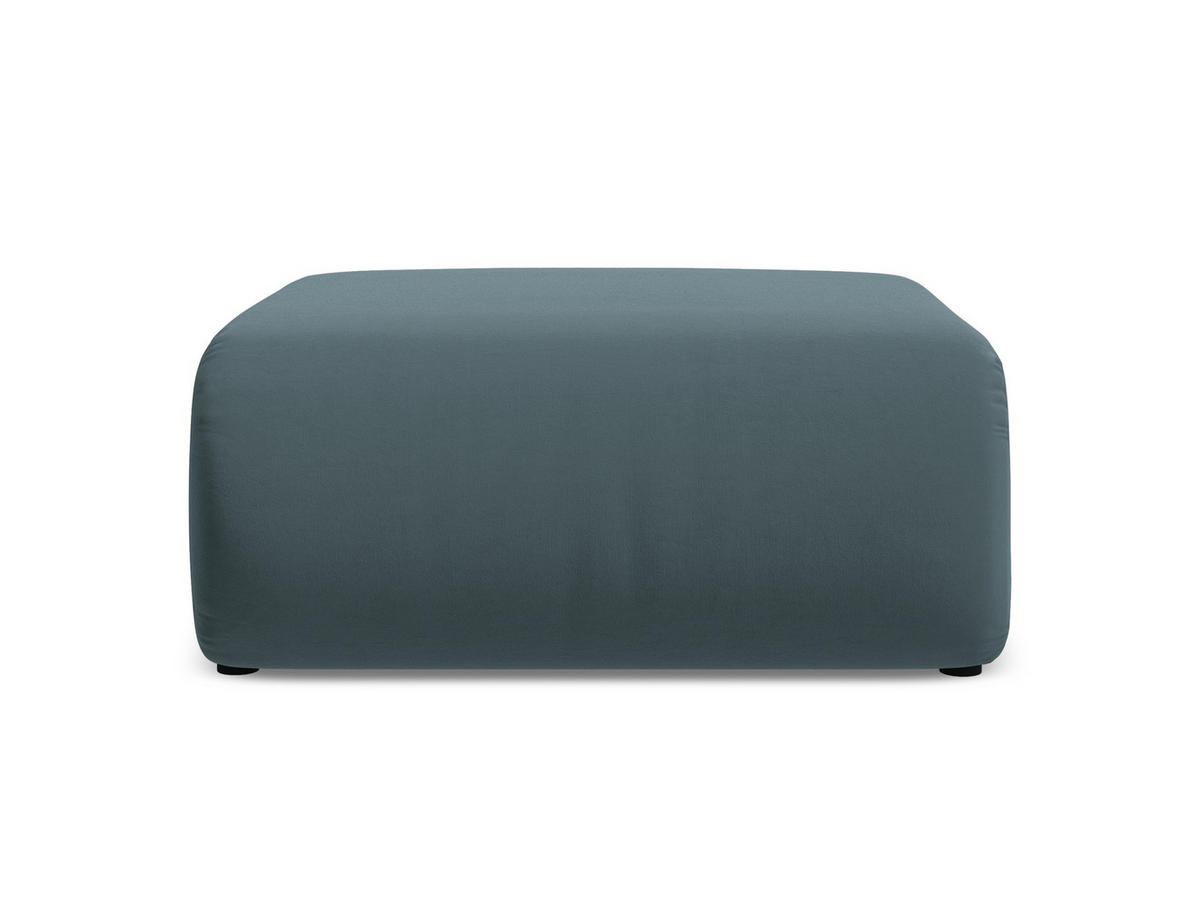 POUF Samt Stoff Blau - Blau/Petrol, Kunststoff/Textil (94/40/89cm) - Makamii