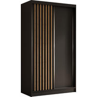 SCHWEBETÜRENSCHRANK Cabinio Schwarz Eiche Artisan 120/216/61 cm – Modern, mit Lamellen - Walnussfarben/Schwarz, Holzwerkstoff/Kunststoff (120/216.1/61cm) - AX Living