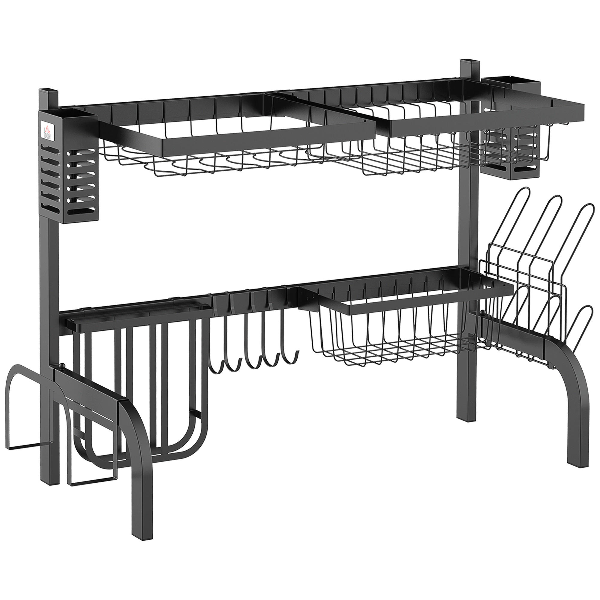 ABTROPFGESTELL DE-11222 2 Ebenen, über der Spüle, modulbar Schwarz - Schwarz, Metall (31.5/53.5/81.5cm) - ComfortXL