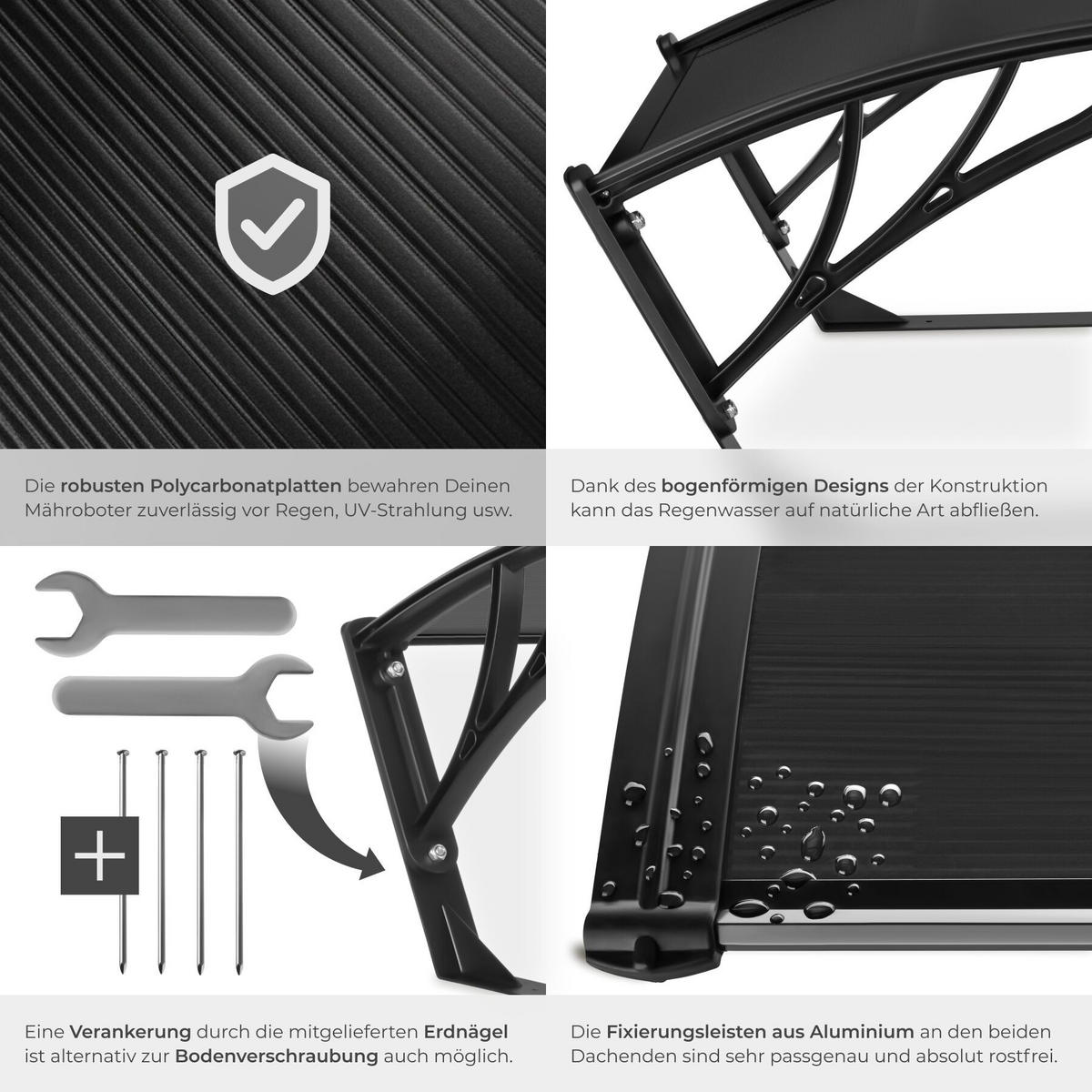 RASENMÄHER-ROBOTER-GARAGE Domus, 81 x 100 x 48 cm, schwarz - Schwarz, Metall (81/48/100cm) - tectake