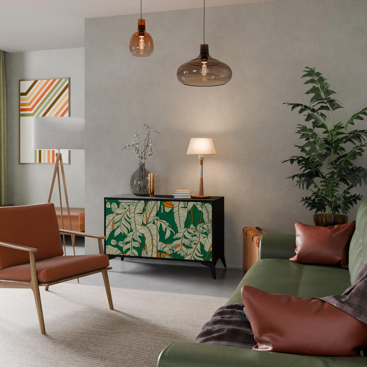 SIDEBOARD VERDANT PLEASURES, Eicheneffekt, 111x42x77,5 cm, 2 Türen - Eichefarben/Buchefarben, Holzwerkstoff/Buchenholz (111/77.5/42cm) - SpaceRebels